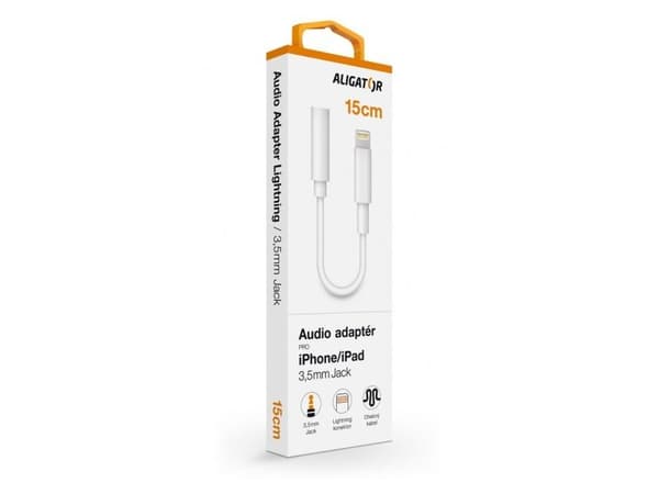 Aligator Lightning till 3,5 mm jackadapter, vit
