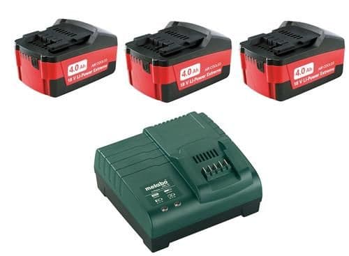 METABO. BATTERIER 3x4,0Ah + ASC 55 LADER
