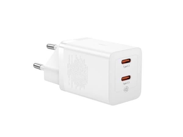 Baseus nätladdare GaN5 Pro 40W 2xUSB-C - vit