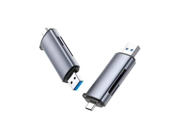 Ugreen - Kortleser - 2-i-1 (microSD, microSDHC, microSDXC, MMC, RS-MMC, SD, SDHC, SDXC) - USB 3.0/USB-C