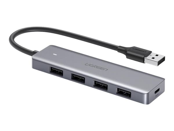 Adapter 4-i-1 UGREEN Hub USB til 4x USB 3.0 + mikro USB (grå)