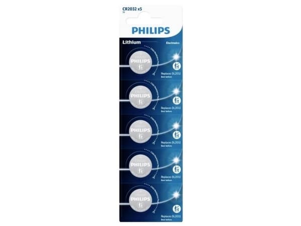 Philips knappecelle CR 2032 3 V litium, 5 stk (3178)
