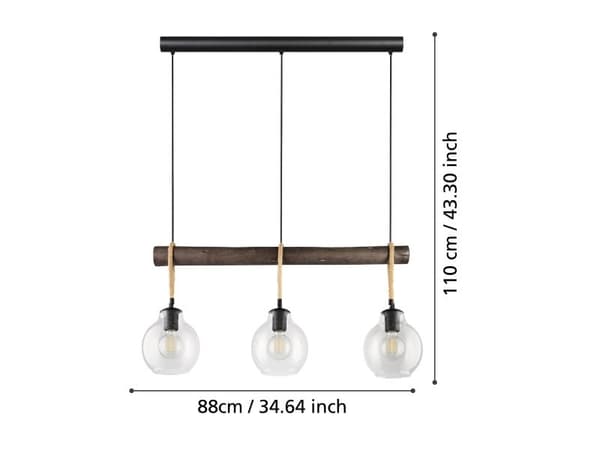 EGLO RODING spisebordlampe 3xE27 klar