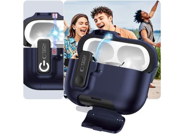 Tech-Protect Slim Hook-deksel til AirPods Pro 3 - Navy Blue
