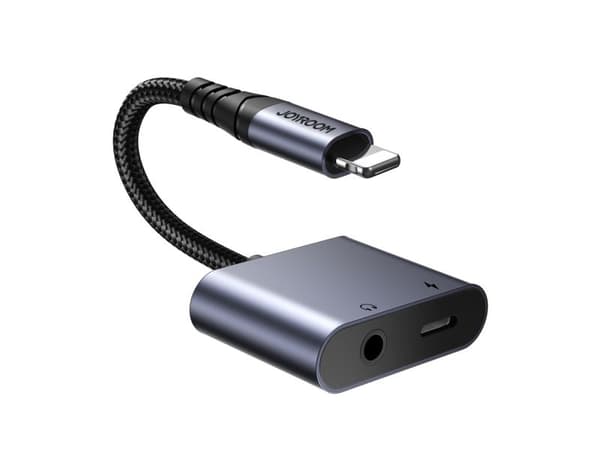 Joyroom SY-L01 Lightning til Lightning / 3,5 mm mini jack DAC-adapter 2-i-1 - sort