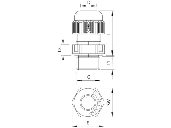 Obo Bettermann 2022853, Silver, Polyamid, Rak, M40, 1,1 cm, IP68