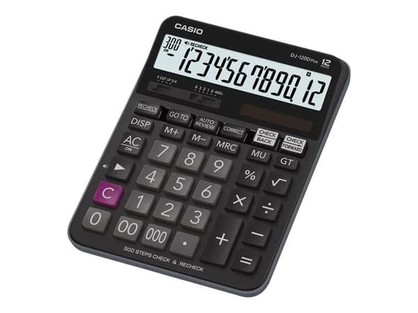 Casio DJ-120D Plus - Skrivebordskalkulator - 12 sifre - batteri, solpanel