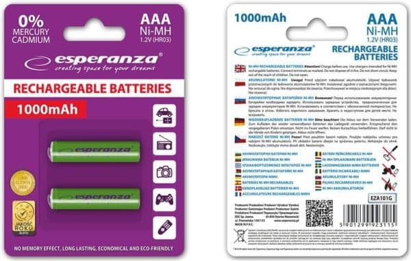 Esperanza AAA/R03 1000mAh batterier 2 stk.