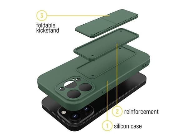 Wozinsky kickstand-skal iPhone 12 silikonfodral med stativ - ljusblå