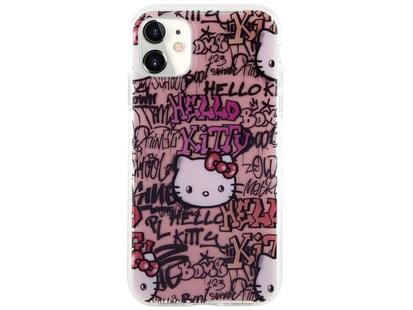 Hello Kitty IML Žymos Graffiti dėklas iPhone 11 / Xr - rožinis
