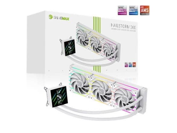 Gamemax CPU væskekjøler HAILSTORM 360 LCD WH - hvit