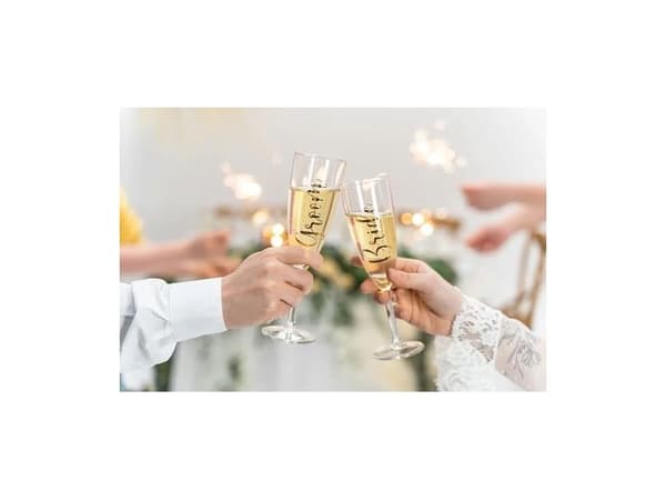 Guld stickers Bride Groom