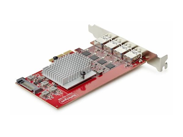 StarTech.com - USB-sovitin - PCIe 3.0 x4 Low Profile - USB 3.2 Gen 2 x 4 - punainen - TAA-yhteensopiva