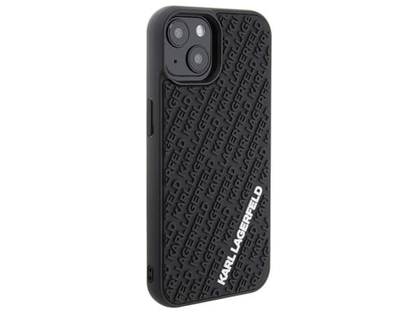 Karl Lagerfeld 3D Rubber Multi Logo-etui for iPhone 15 - sort