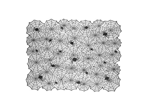 PartyDeco Spider Web, Rektangulär, Grå, Svart, Polyester, Bordsduk, Halloween, 135 x 180 cm