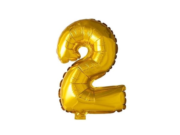 Folieballong 2 guld, 41 cm