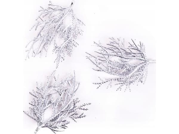 Juledekorasjon MFP-papir sølvgrener 9 cm, 3 stk