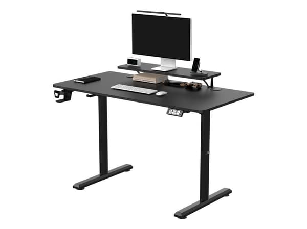 Ultradesk HIGHLANDER, Rett, Rektangulær form, Spilling, Matt, Sort, T-ben