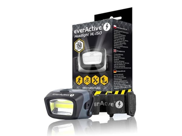 Everactive HL150, Hodebåndslommelykt, Sort, Knapper, COB LED, 1 lamper, 3 W