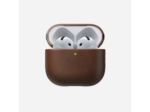 Nomad Modern Leather Case, brun - Airpods 4