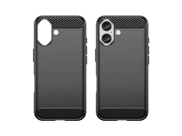 Kolfiberfodral för iPhone 16 silikonfodral - svart