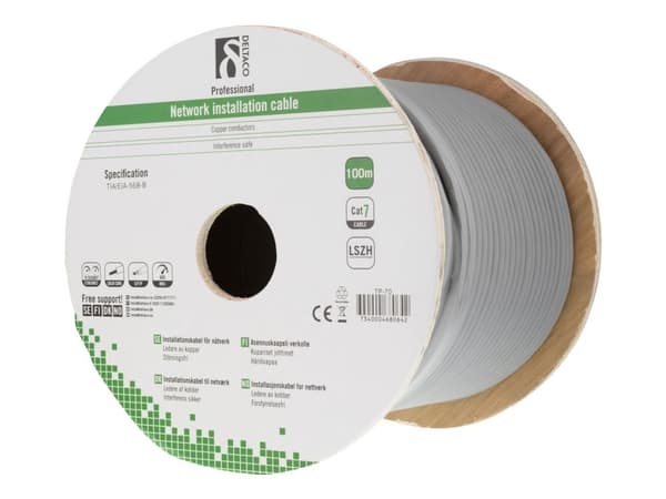 DELTACO TP-70 - Bulkkabel - 100 m - SFTP - CAT 7 - grå
