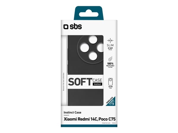 SBS Instinct, Etui, Xiaomi, Redmi 14C, Poco C75, 17,5 cm (6.88"), Sort