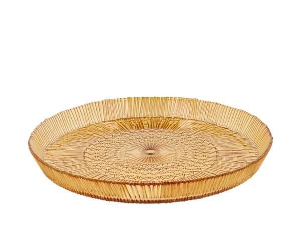 BITZ 30682, Serveringsskål, Glas, Bärnsten, Rund, 30 cm, 30 mm