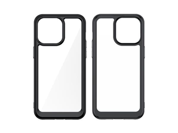 Förstärkt skal med flexibel ram för iPhone 15 Pro - Outer Space - röd