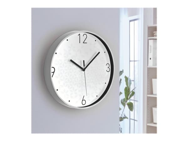 Leitz WOW - Klocka - kvarts - väggmonterbar - 29 cm - white with geometric pattern
