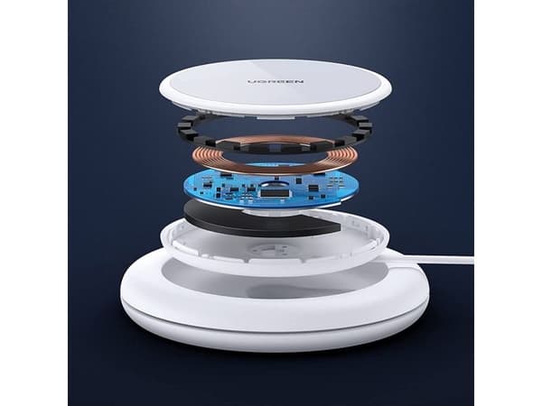 Ugreen CD245, inomhus, USB, Trådlös laddning, Vit