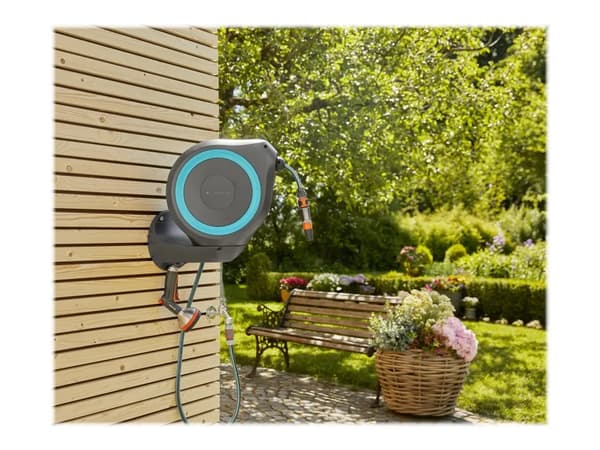 Gardena väggslangbox RollUp S turkos 15 m