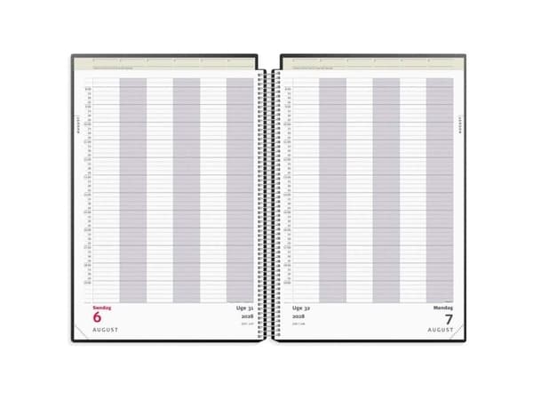 Avtalskalender A4 dag svart PP-plast 2028