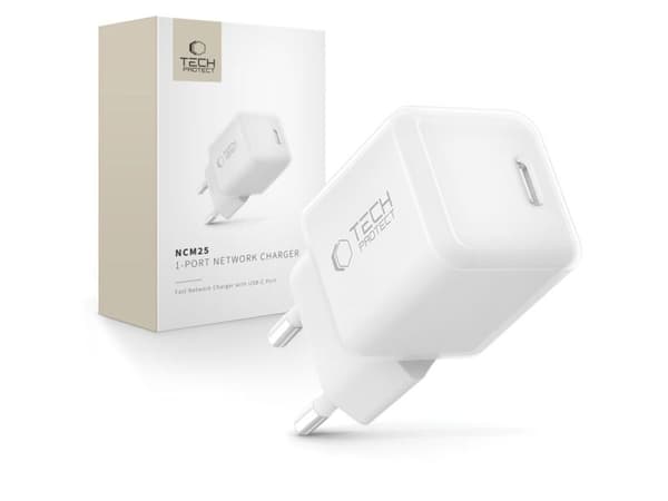 Tech-Protect NCM25 1-port nettlader PD 25W hvit