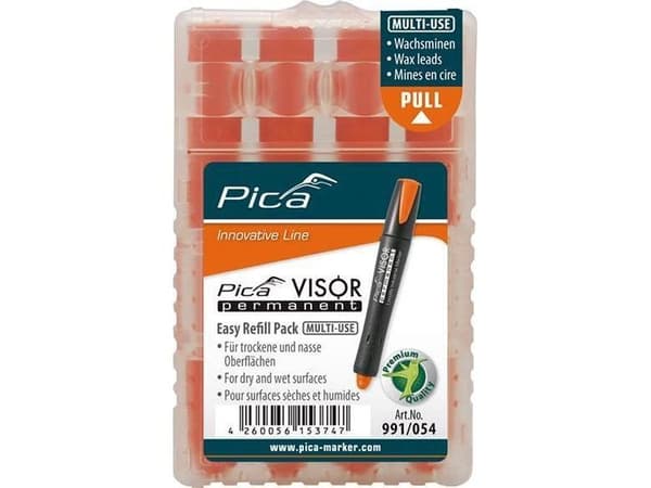 PICA påfyll/erstatningsblader til permanent markering VISOR, industriell, oransje