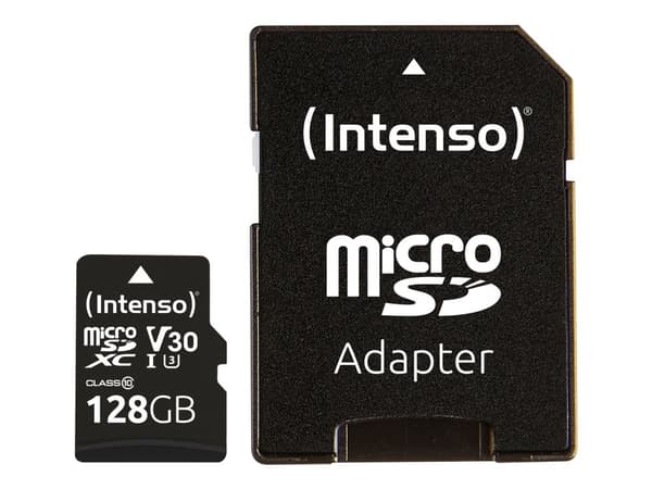 Intenso Professional - Flashminnekort (microSDXC til SD-adapter inkludert) - 128 GB - UHS Class 1 / Class10 - microSDXC UHS-I