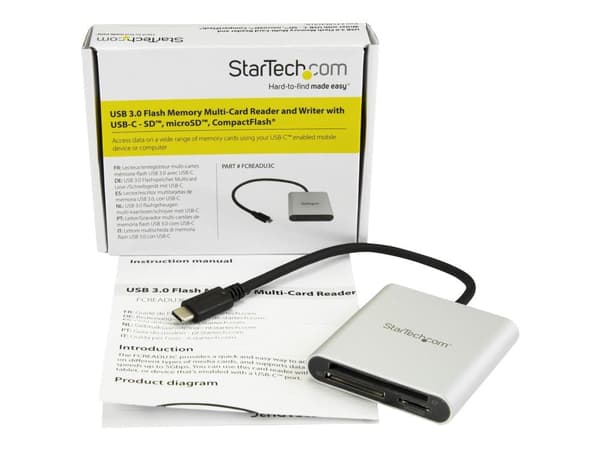 StarTech.com USB 3.0 USB 3.0 Flash Memory Multi-Card Reader/Writer med USB-C - SD microSD- och CompactFlash-kortläsare med integrerad USB-C-kabel (...