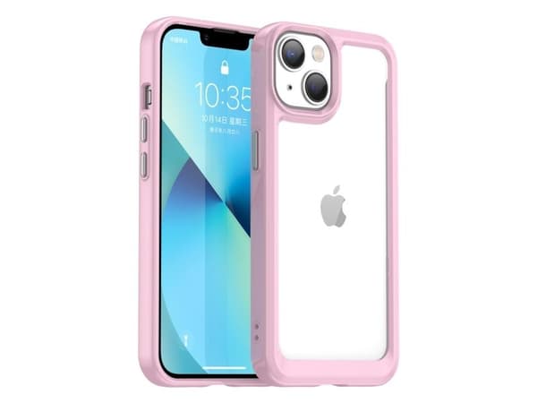 Outer Space Case iPhone 14 Plus rigid case with gel frame pink
