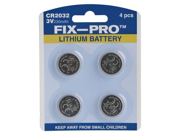 FIX-PRO BATTERI CR2032 3,0V 230MAH 4 STK