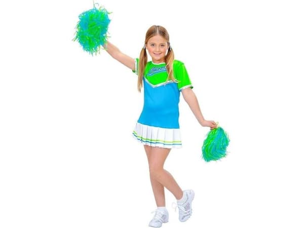 Cheerleaderkostym blå och grön