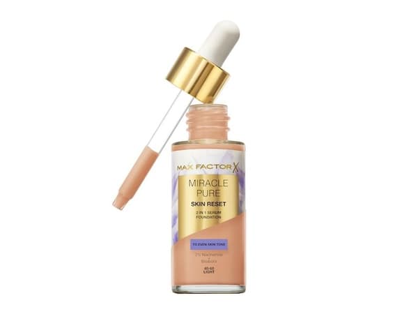 Max Factor Miracle Pure Skin Reset Vegan Foundation With Serum For Face 40-60 Light 30ml