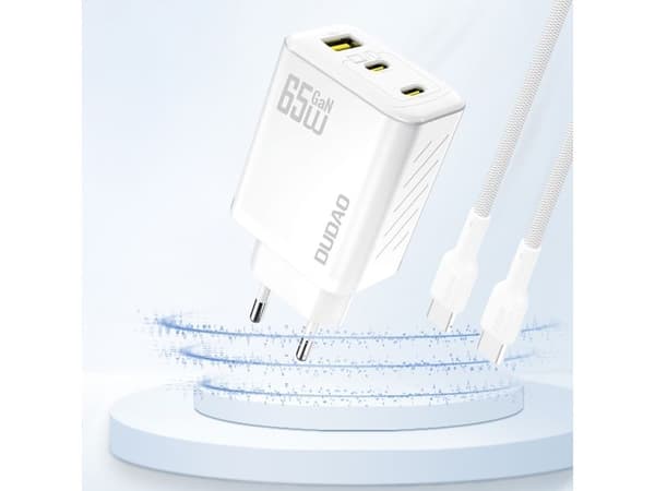 Dudao A29EU-sovitin 65Watt 2xUSB-C 1xUSB-A Valkoinen
