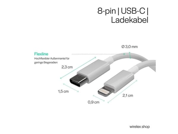 S/CONN maximum connectivity FL31-13052, 1,5 m, Lightning, USB C, Hankjønn, Hankjønn, Hvit