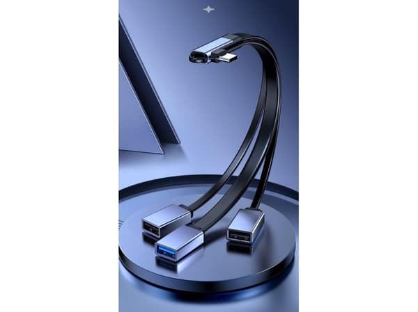 MicroConnect USB-C vinkelsplittkabel Black (MC-USBCANG-USBA3WAY)