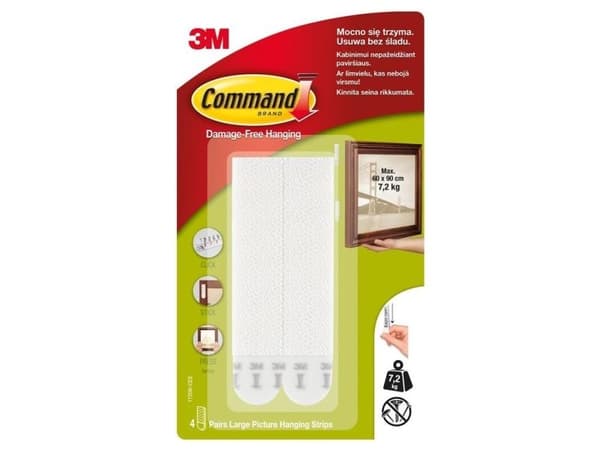 3M Command strips Large 4 st, vit