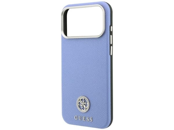 Guess Grained Round Strass Logo MagSafe Case for iPhone 18 Pro Max / 17 Pro Max - Blue