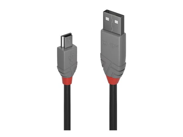 Lindy 36725, 5 m, USB A, Mini-USB B, USB 2.0, 0,48 Gbit/s, Musta