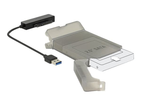 Delock - Diskkontroller - 2.5" - SATA 6Gb/s - USB 3.0 - grå, svart