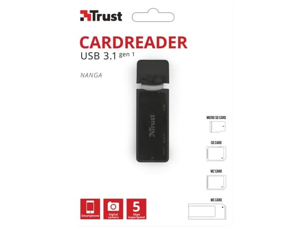 Trust NANGA - Kortleser (MS, SD, microSD, MS Micro) - USB 3.1 Gen 1