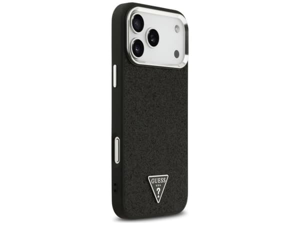 Guess Glitter Triangle Logo MagSafe-deksel til iPhone 17 Pro Max - svart